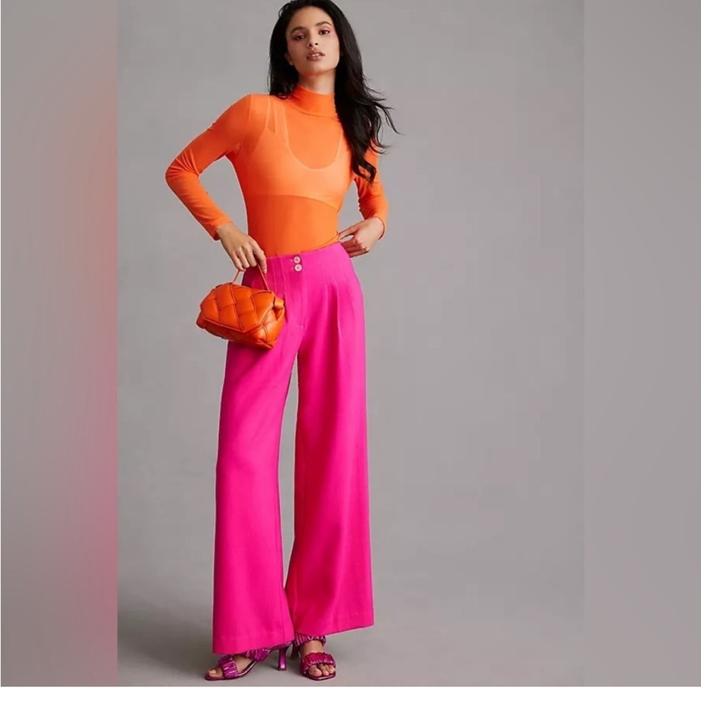 Anthropologie Pink Wide-Leg Pants